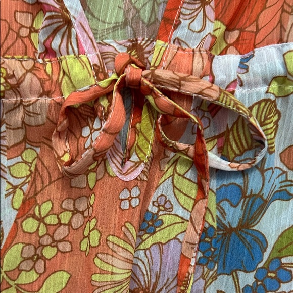 Sanctuary Multicolor Floral Bathing Suit Coverup, Size Medium - Picture 4 of 9